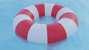 Red and white inflatable life preserver in water Free Stock Video Footage