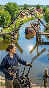 Village Drawbridge Opening for a Boat | Amazing River Crossing Moment