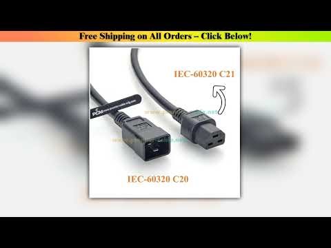 Heavy Duty C20 to C21 AC Power Cable, SJT 12AWG, 250V 20A, IEC-60320 Computer Server Power