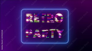 Retro wave style background. 90s sign with glitch flickering effect. VHS tape noise texture. Dynamic wireframe grid or tunnel motion. Cyberspace. Synthwave, vaporwave. Retro, vintage animation in 4K