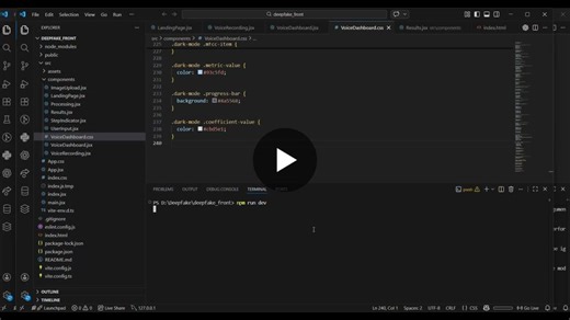 #deepfakedetection #audioai #machinelearning #deeplearning #cnn #aiprojects #learningbybuilding #flask #reactjs #opentocollaborate | Srujan Rana