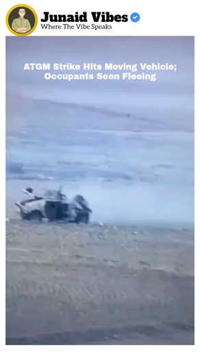 A direct ATGM strike targeted a moving vehicle. In the footage, four individuals can be seen escaping moments before impact, while one person appears to flee in panic, dropping part of his clothing as he runs. The situation remains tense as the clip circulates online.#atgm #combatfootage #breakingnews #military #conflict