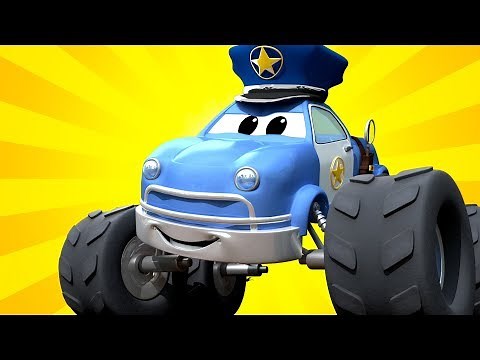 Monster Trucks for children - The Monster Truck Police Car Smells Something Yummy - Monster Town
