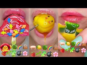 ASMR Satisfying Eating Emoji Food Challenge Sped Up
