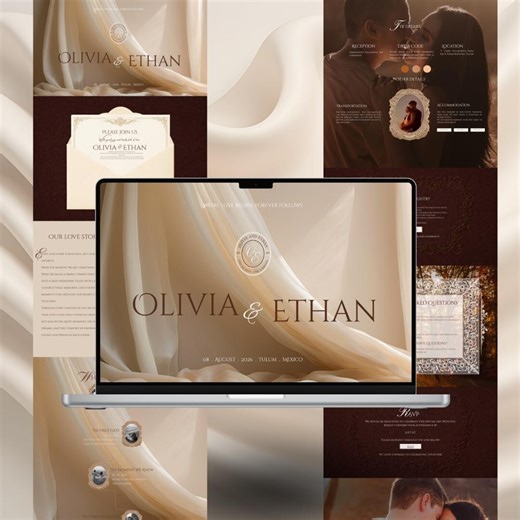 Soft Maroon Wedding Website Invitation, Brown and Beige Wedding Invitation Template, Classic Envelope Digital Invitation , Digital Download - Etsy