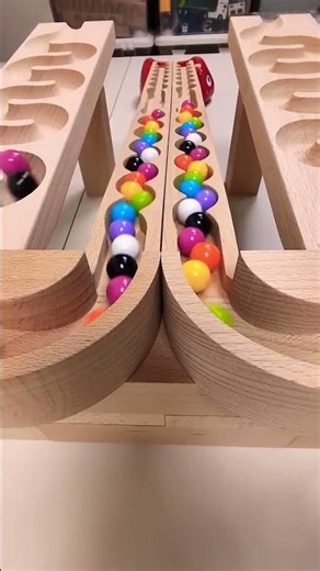 marble Run Race ASMR #195 Wooden Wave Course Colorful Marbles #marblerun #marblerunrace #asmr