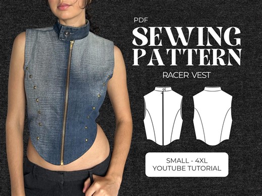 Racer Vest Sewing Pattern | Beginner Friendly | Small-4xl - Etsy