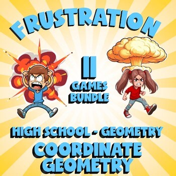 11 FRUSTRATION Math Games - Coordinate Geometry - Geometry No Prep Review