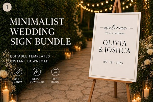 Minimalist Wedding Sign Bundle Template, Editable Welcome Sign, Seating Chart, Table Numbers, Timeline, Bar Menu, Printable Wedding Signs - Etsy
