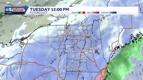Hour-by-hour timeline of the snowfall on Tuesday in Vermont and New York