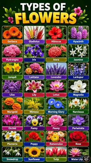 32 Types of Flowers 🌸 | Learn Flower Names in English📝 🌸🌷🌹🌻🌺