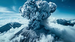 beautiful volcano during eruption.