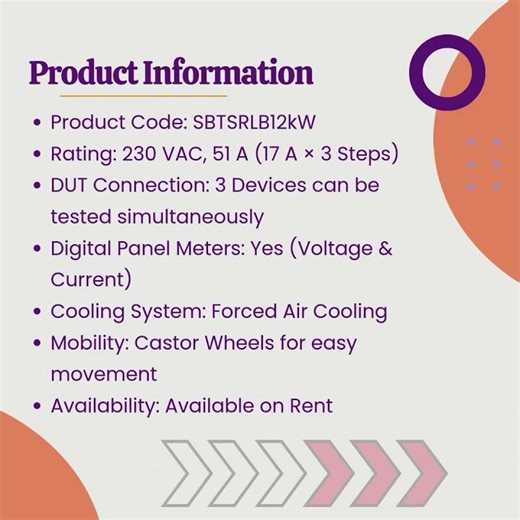 Resistor Load Bank Available on Rent | 230VAC| 51A (17A × 3 Steps)