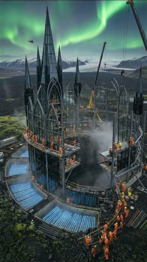 Obsidian Aurora Citadel: Volcanic Black Glass Castle of Iceland. #shorts #construction