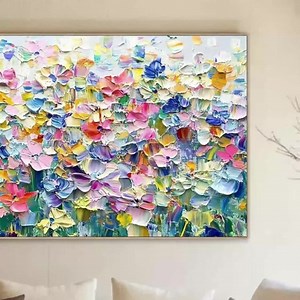 Colorful Floral Textured Wall Art Flower Garden Painting on Canvas 3D Impressionist Floral Canvas Spring Wildflower Artwork Over Sofa Decor - Etsy