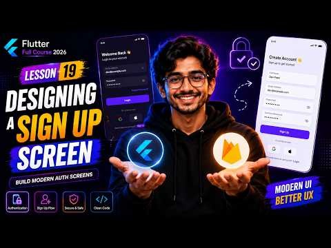 Flutter Firebase Sign Up Screen Tutorial | Beautiful UI Design (Lesson 19)