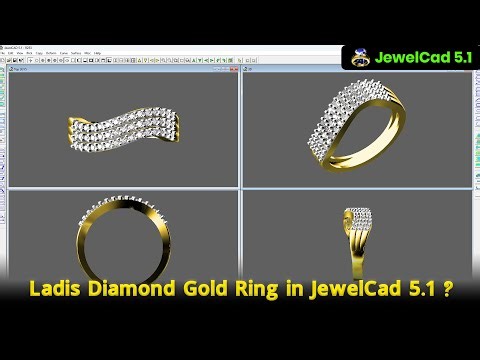 Ladies Diamond Gold Ring Design in JewelCAD 5.1