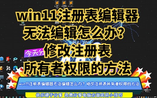 win11注册表编辑器无法编辑怎么办？修改注册表所有者权限的方法