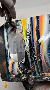 12K views · 157 reactions | I made a 2nd pour yesterday using neon colors and this was left on the pan. I couldn't bear to see it go to waste so I ended up scraping, dragging and spinning out this neon beauty on a 6x6 ceramic tile. #pppaintpours #acrylicpaintpouring #fluidartwork #fluidartist #rainbowart #rainbow #acrylicpainting | Donelle Gale | Facebook