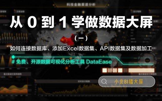 【零基础学做数据大屏】一、如何连接数据库、添加数据库数据集、Excel数据集、API数据集、SQL数据集、关联数据集，并进行数据加工。