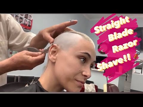 STRAIGHT BLADE SHAVE TO THE SCALP AT BARBER SHOP!