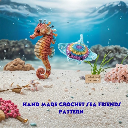 Stingray Crochet Pattern and Seahorse Crochet Bundle, Amigurumi Manta Ray Sea Horse Rnata PDF Handmade Sea Friends|farm Animal Pattern - Etsy