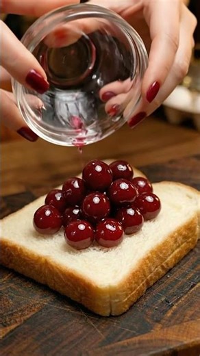 Spreading Fresh Cherries on Toast — So Satisfying! #asmr #breadasmr