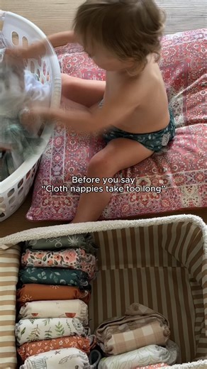 Reusable Cloth Nappies & Waterproof Sheets on Instagram: "Still faster than a supermarket nappy run... Everyone says cloth nappies take too long But this is literally the longest part Fifteen minutes One week done Toddler included The washing machine does the heavy lifting I just show up and fold. #clothnappies #parentingchaos #realmumlife #aussieparents #reusableliving"