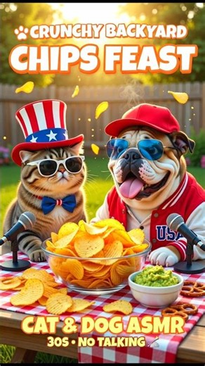 🐾 ASMR Crunchy Backyard Chips Feast | Cat & Dog Mukbang (No Talking 30s)