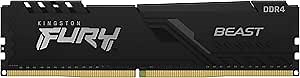 Kingston Fury Beast 16GB 3200MHz DDR4 CL16 Desktop Memory Single Stick KF432C16BB/16, Black