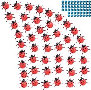 40-Pack Magnetic 3D Plastic Ladybugs with 40 Adhesive Metal Discs for Wall, Craft, and Party Decorations – Easy to Install and Removable