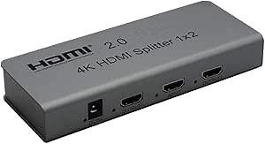 1x2 HDMI Splitter 4K 60HZ YCbCr 4:4:4 8 bit HDR Pass Through Auto Scaling Output to 4K 60hz and 1080p simultaneously (Silver)
