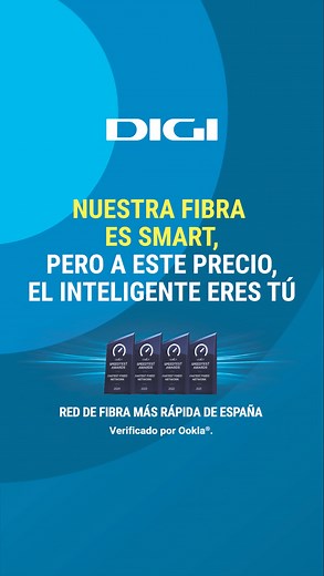 Fibra 300Mb 10€/mes. Nuestra Fibra es SMART, pero a este precio, el inteligente eres tú. 👉🏼 Entra en nuestra web y comprueba si tienes cobertura de Fibra SMART 😊 | DIGI España