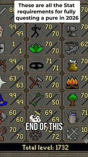 All the Stats and Quest To Max A Pure in 2026 #oldschoolrunescape #gaming #osrs