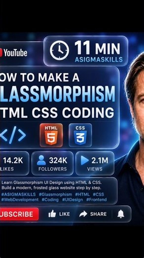 How to Make Glassmorphism Effect in HTML & CSS 💎 | Easy Glass UI Tutorial #shorts