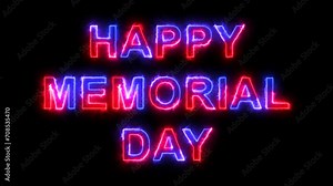 Memorial Day Text sign Seamless Loop animation bulbs LED pixels, light flashing, blinking lights advertising banner. Light Text. Digital Display. More TEXTS are available in my portfolio.