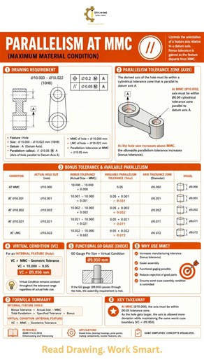 Parallelism at MMC (Maximum Material Condition) | GD&T Bonus Tolerance Explained