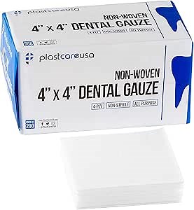 200 Count 4x4 Gauze Pads - Soft 4-Ply Non Woven Gauze Sponges - Non Sterile Dental Gauze & 4x4 Esthetic Wipes - All Purpose Medical Gauze Squares for First Aid, Surgical, Wound Dressing