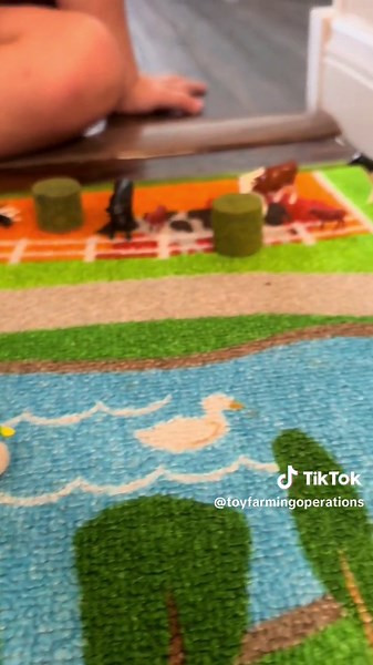 Todays farming operation- lots of hay, gators, trailors, and skid steers 🚜 🛞👨🏻‍🌾🐄🐖🐎 #farming #operation #toy #toytractor #tractor #johndeere #kidsplaying #kidtractor #hay #haybale #truck #trailer #trailer #skidsteer #gator #mule #playing