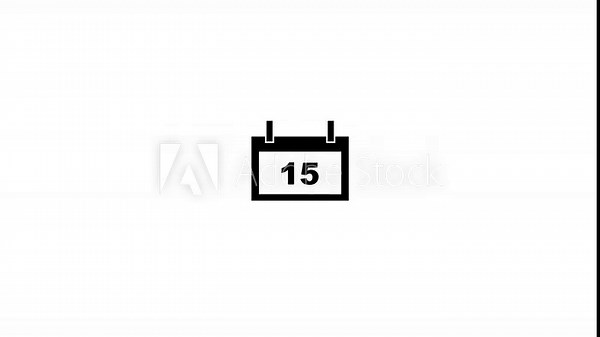 Calendar icon - day 15 animation Loma matte with transparent background 4K appointment, business meting day, important date, Timetable. time management, organize meeting. Planning strategy.