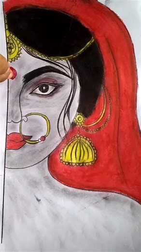 Half Face Bride Drawing 😍 Amazing Result#shorts#ytshorts #trending