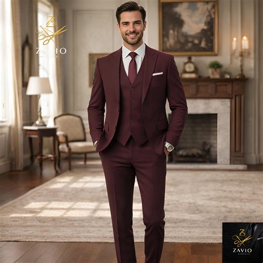 Burgundy 3-piece Wedding Suit Trauanzug Herren Costume Homme Elegant Groom Formal Menswear Tailored Luxury Fit Classic - Etsy
