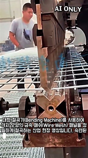 산업용 프레스 브레이크를 이용한 와이어 매쉬 절곡 공정 #worker #process #engineering #manufacturing #tools