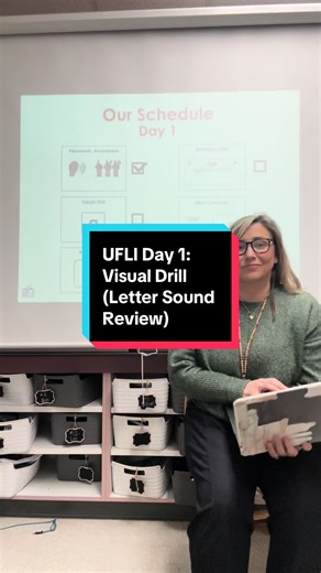 UFLI teachers! How do you teach the visual drill? The visual drill a phonics review of the letter sounds we’ve learned in 1st grade so far. It is super quick. Kids reading. Kids learning. Grade 1 learning tips Teacher teaching students School teacher. Teacher things. Learning letter sounds #teachersteaching #firstgrade #teaching1stgraders #ufli #Grade1learningtips