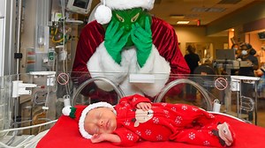 768 reactions · 403 shares | The Grinch saw an opportunity during the pandemic to replace Santa in the Hurley Children's Hospital NICU in Flint. The miracle of Christmas wouldn't allow it. Donations: justgiving.com/campaign/cmn30 Photo Credit: Doug Pike Baby Costumes: Hurley Volunteer Corps Music Credit: Tyler the Creator Grinch: NICU Nurse John Garrett | Hurley Medical Center | Facebook
