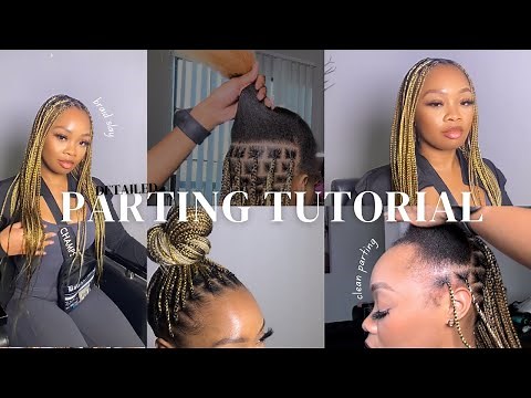 DETAILED Parting tutorial | How to do smedium knotless braids | How to get perfect parts