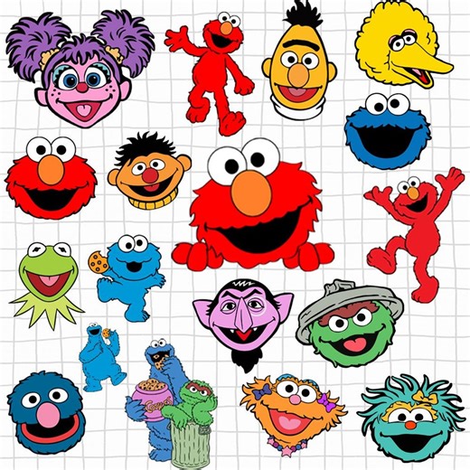 Street Monsters Characters SVG Bundle | Elmo Faces | Clipart Elmo and Friends | Instant Download SVG Clipart Birthday Cricut Digital - Etsy