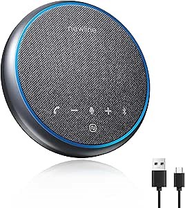 Conference Speaker and Microphone, Bluetooth Speakerphone, Noise Reduction, 360°Voice Pickup 43H Standby time, USB C Bluetooth Microphone Compatible with Zoom, Teams, Skype, Home Office