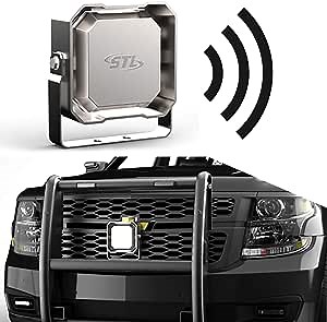 SpeedTech Lights Icon 100-Watt Siren Speaker – Compact Silver Finish High-Performance Speaker for Police, Fire, and Ambulance Emergency Vehicles