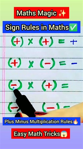 Plus Minus Ke Rules 🔥 | Sign Rules in Maths #Shorts #Maths #Viral #YtShorts